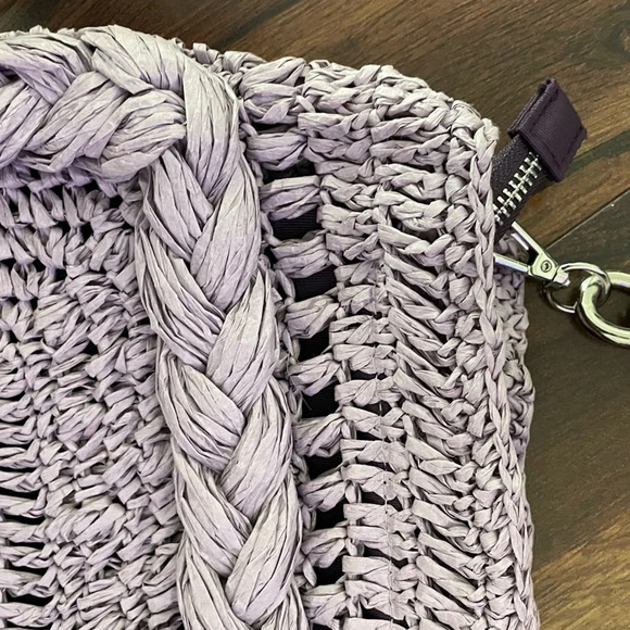 ZARA Lavender/Lilac Woven Straw Purse Silver Chain Shoulder Bag - Picture 12 of 12